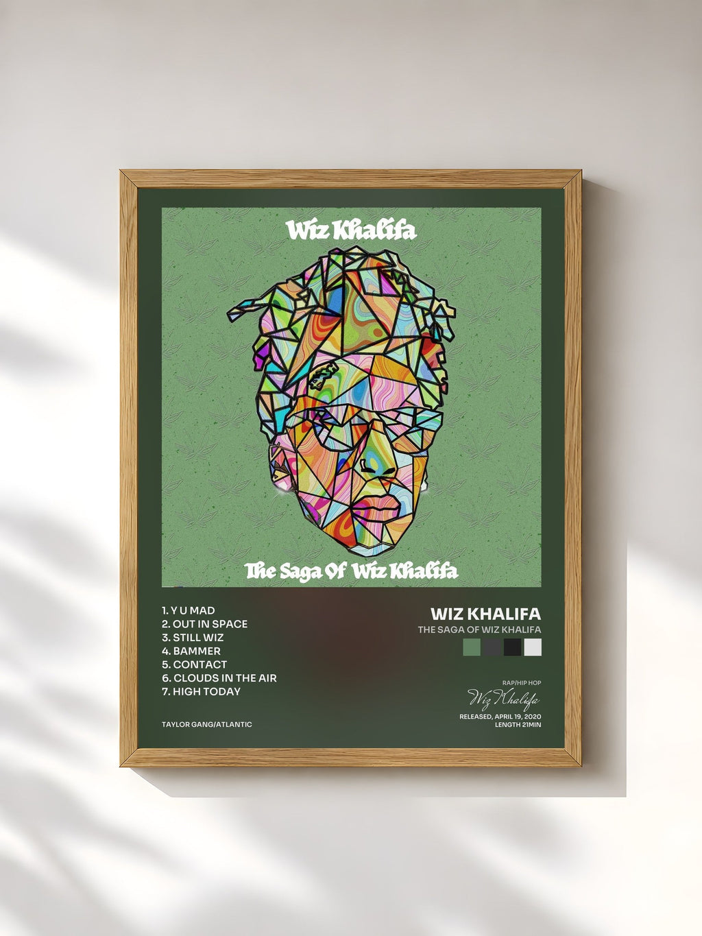 #bois Tableau de l'album The Saga of Wiz Khalifa de Wiz Khalifa, cadre en bois brut, imprimé et encadré en France