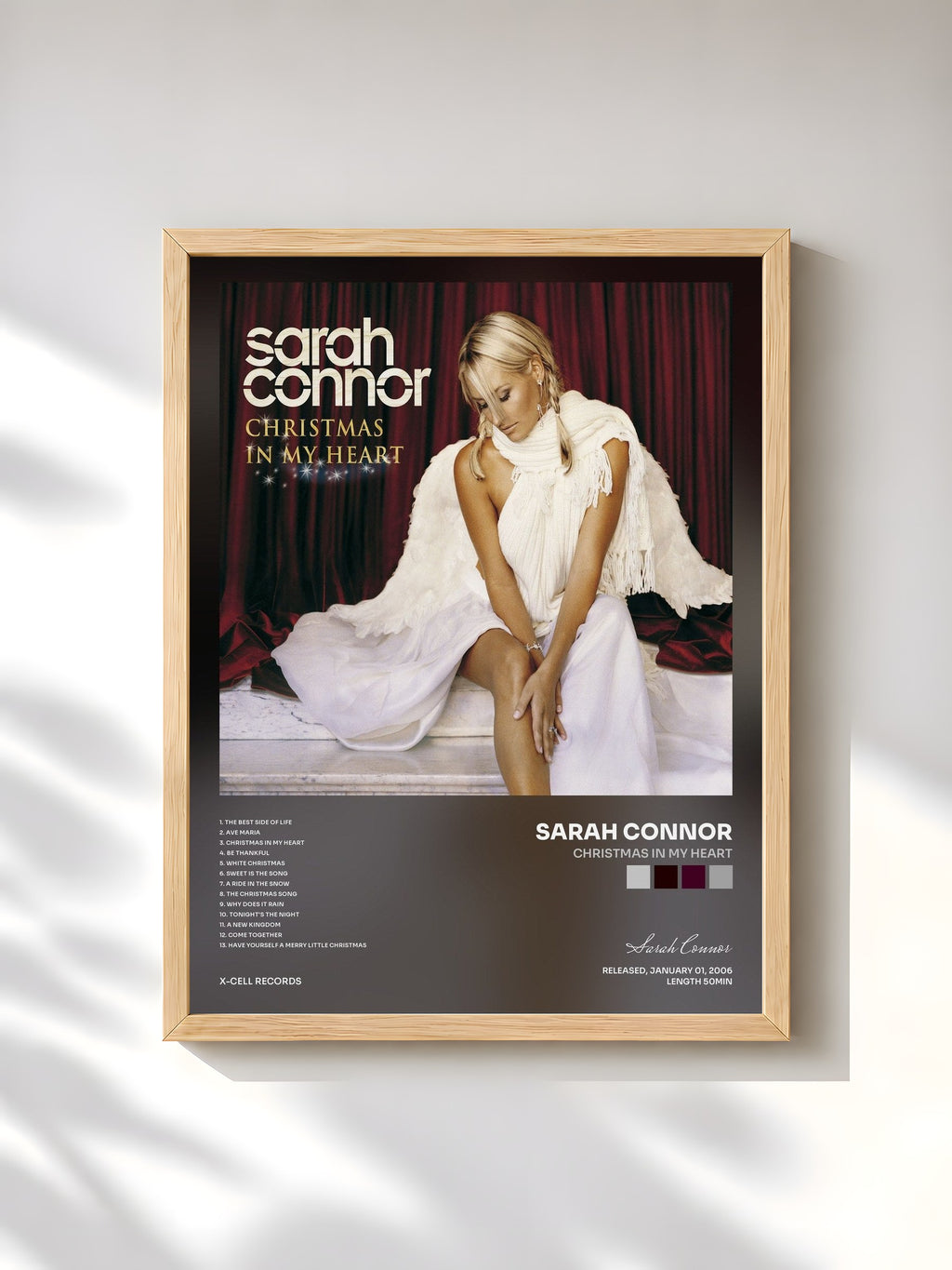 #bois Tableau de l'album Christmas In My Heart de Sarah Connor, cadre en bois brut, imprimé et encadré en France