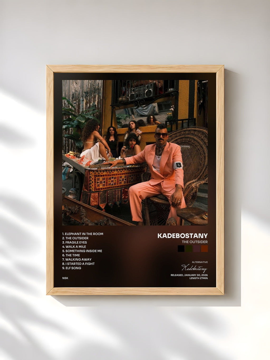 #bois Tableau de l'album The Outsider de Kadebostany, cadre en bois brut, imprimé et encadré en France