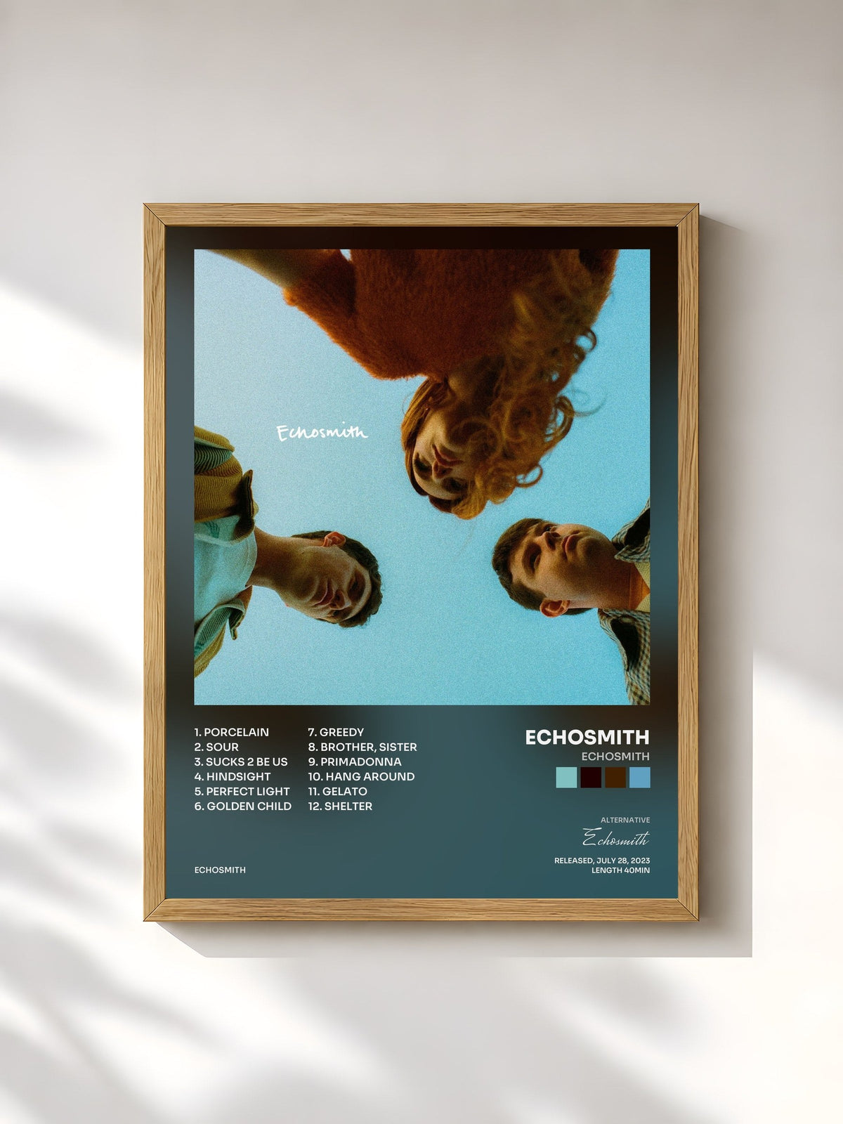 #bois Tableau de l'album Echosmith de Echosmith, cadre en bois brut, imprimé et encadré en France