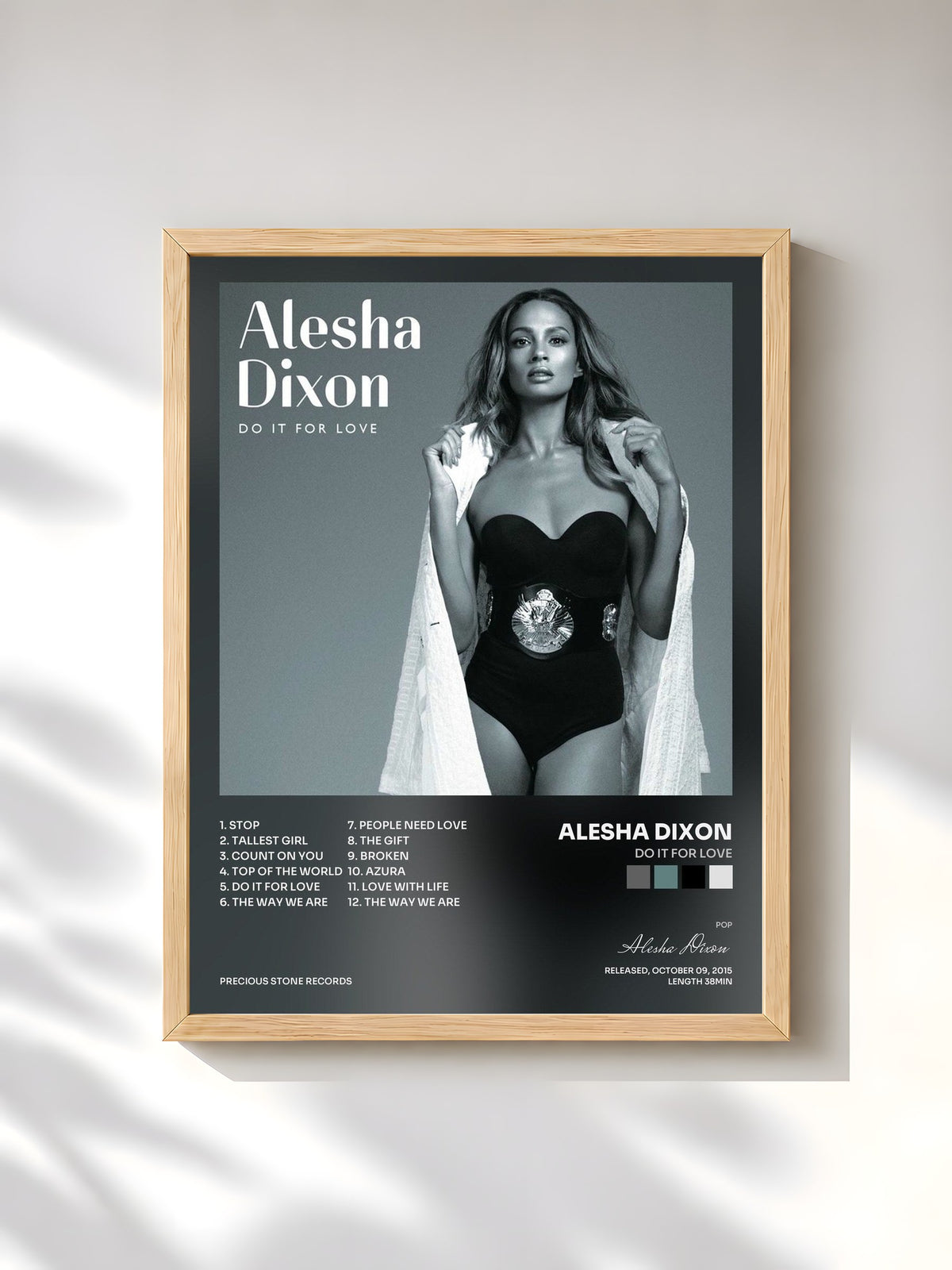 #bois Tableau de l'album Do It For Love de Alesha Dixon, cadre en bois brut, imprimé et encadré en France