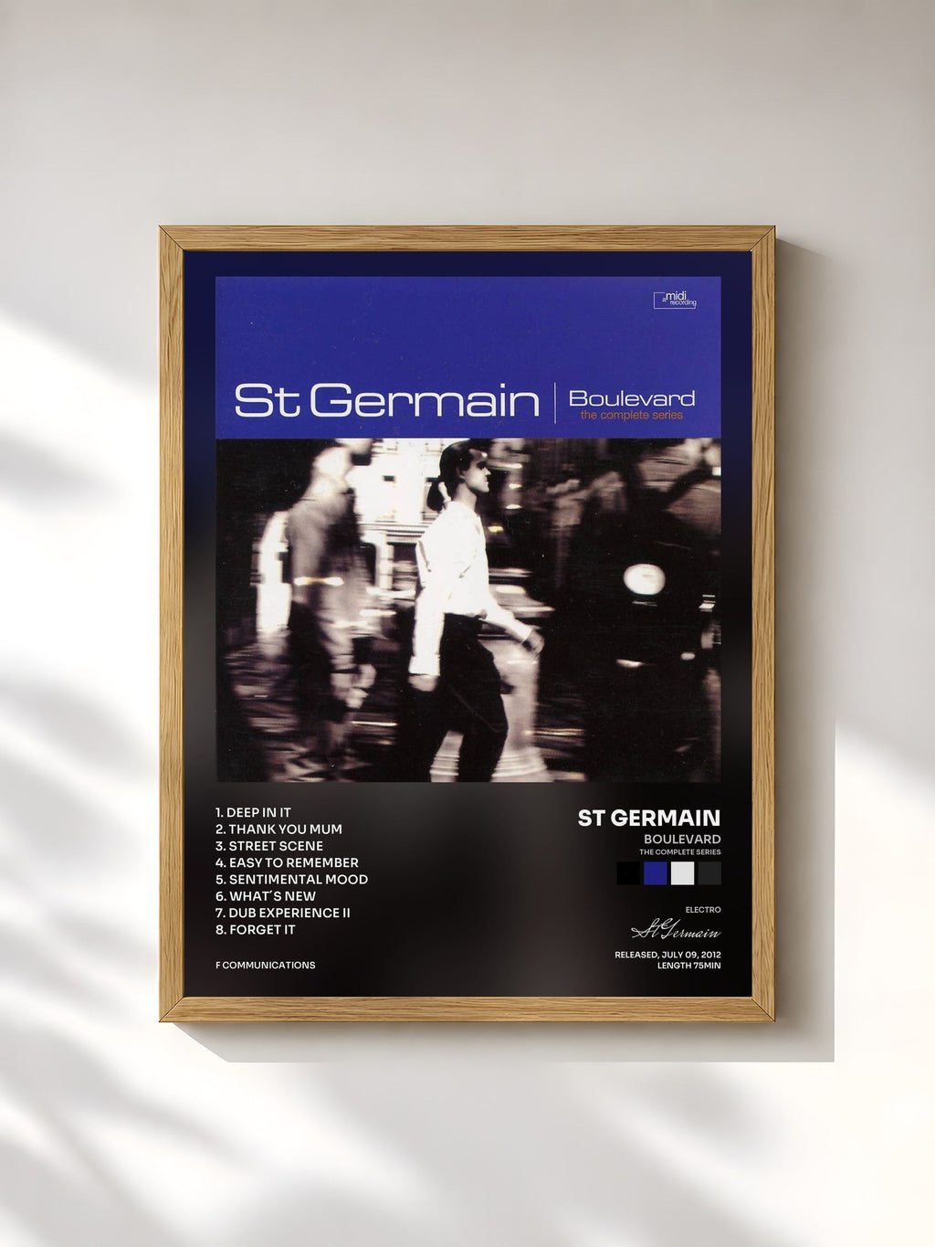 #bois Tableau de l'album Boulevard (The Complete Series) de St Germain, cadre en bois brut, imprimé et encadré en France