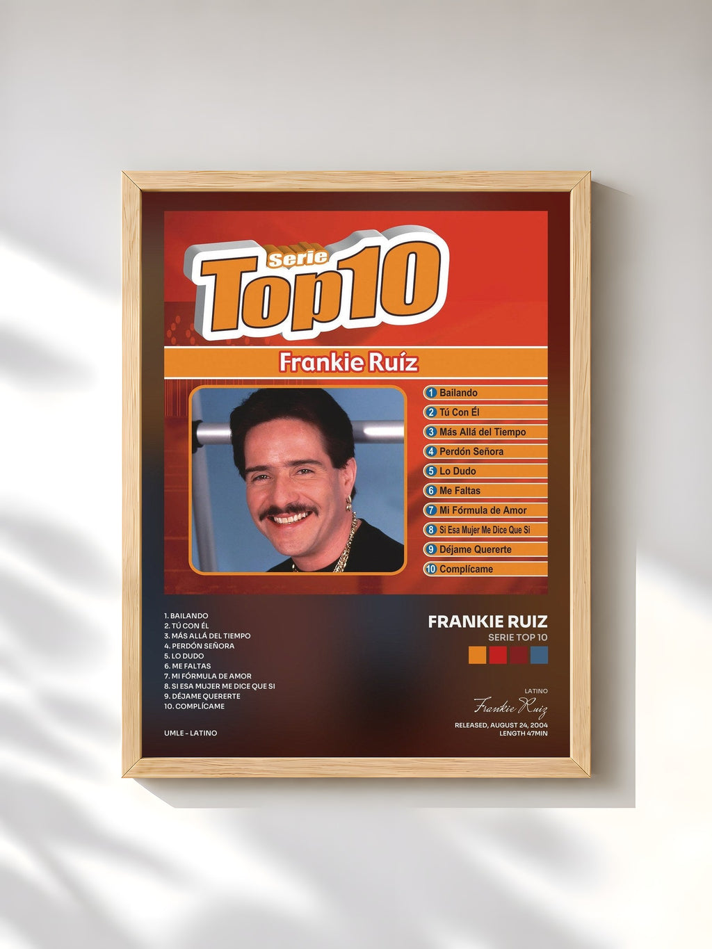 #bois Tableau de l'album Serie Top 10 de Frankie Ruiz, cadre en bois brut, imprimé et encadré en France