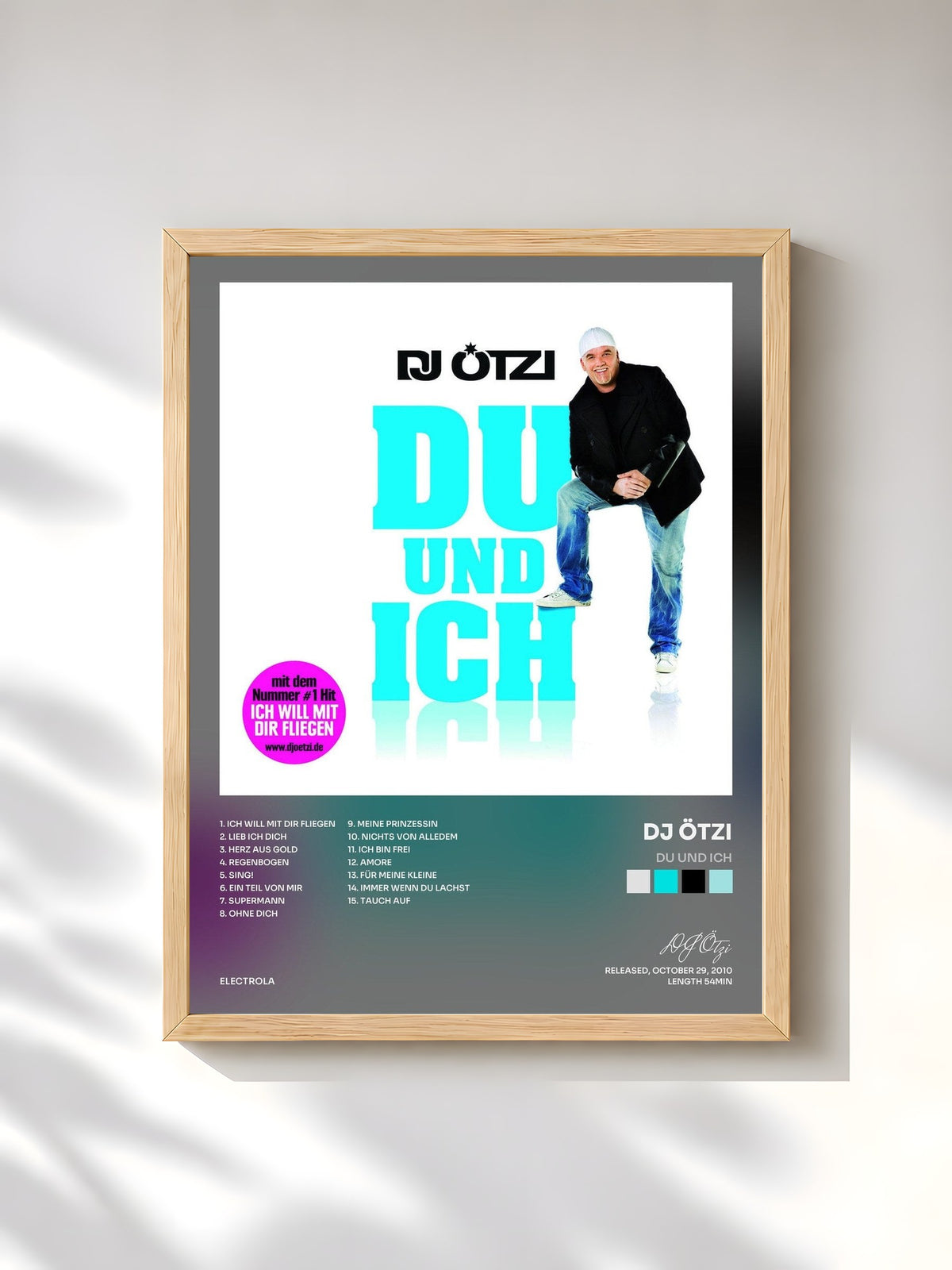 #bois Tableau de l'album Du und ich de DJ Ötzi, cadre en bois brut, imprimé et encadré en France