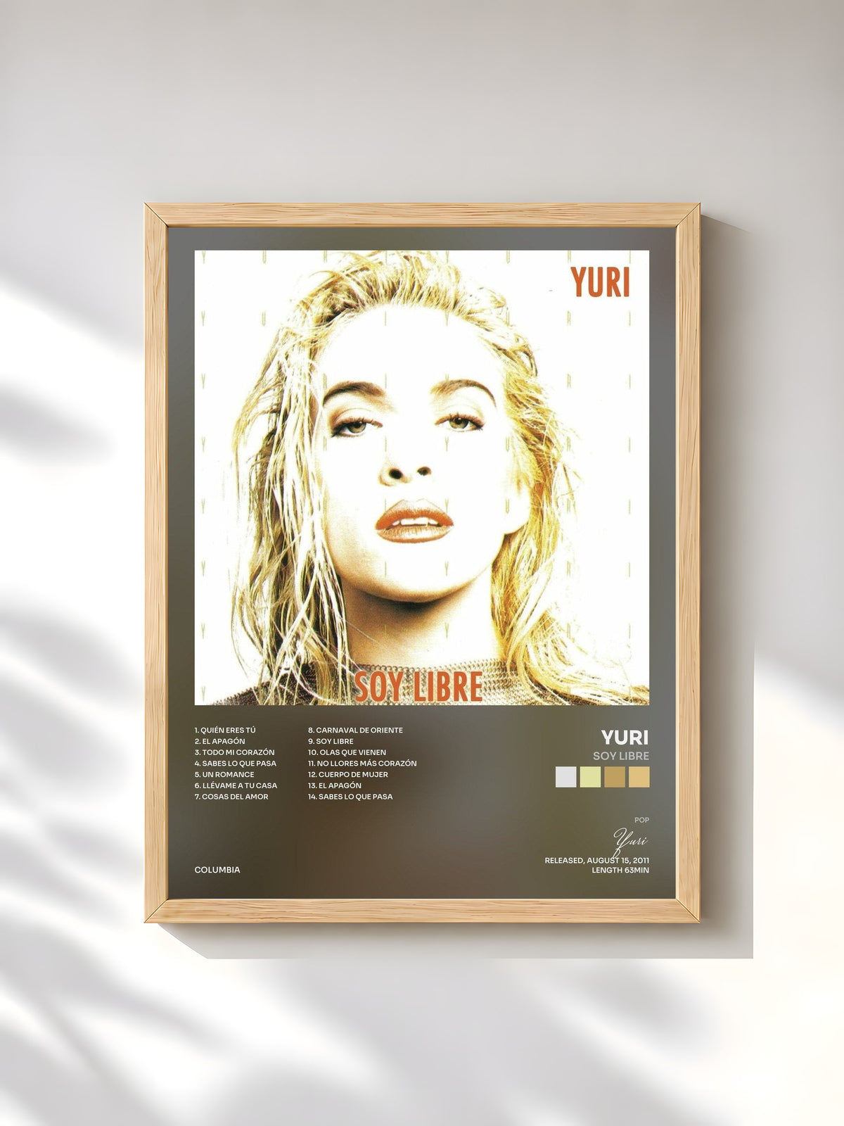 #bois Tableau de l'album Soy Libre de Yuri, cadre en bois brut, imprimé et encadré en France