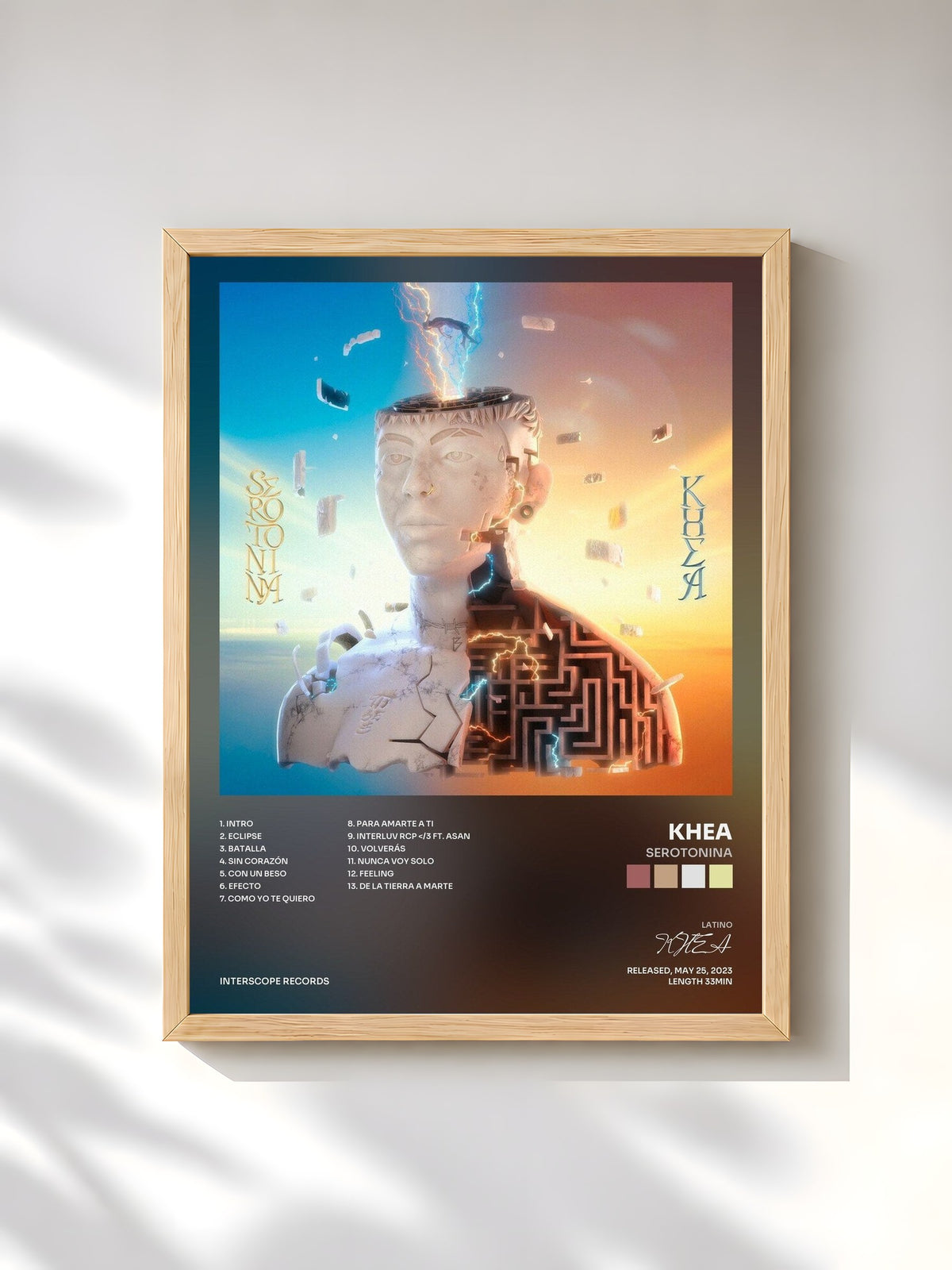 #bois Tableau de l'album SEROTONINA de KHEA, cadre en bois brut, imprimé et encadré en France