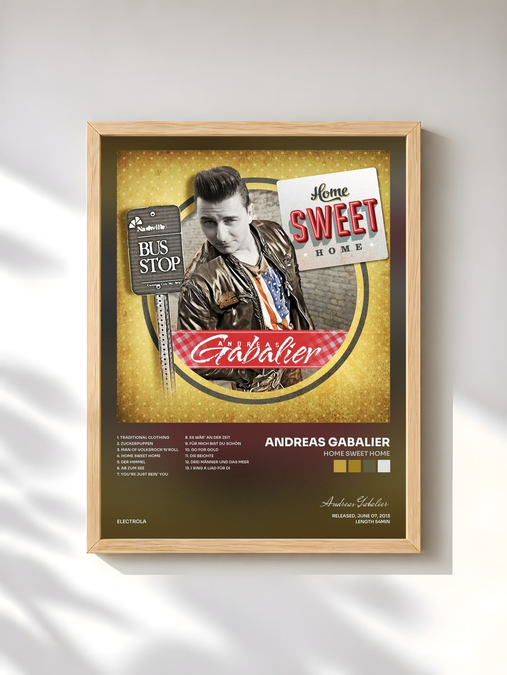 #bois Tableau de l'album Home Sweet Home de Andreas Gabalier, cadre en bois brut, imprimé et encadré en France