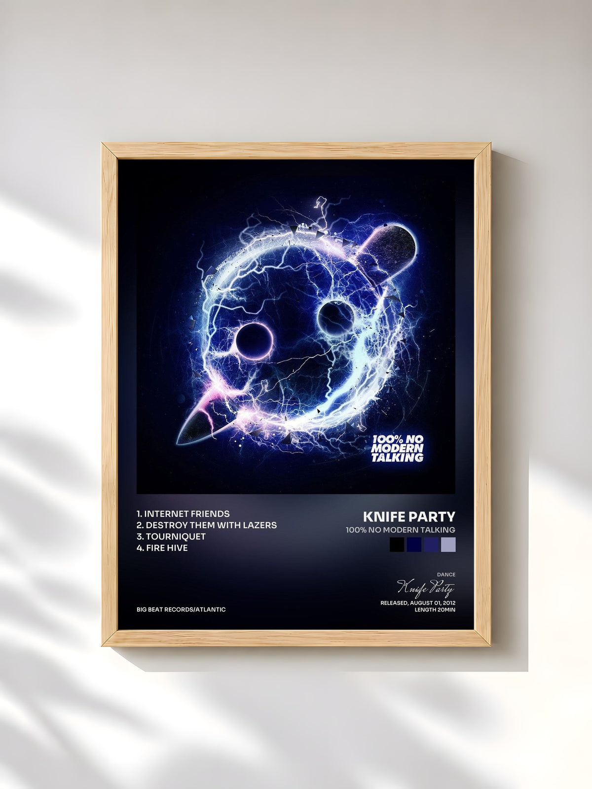 #bois Tableau de l'album 100% No Modern Talking de Knife Party, cadre en bois brut, imprimé et encadré en France