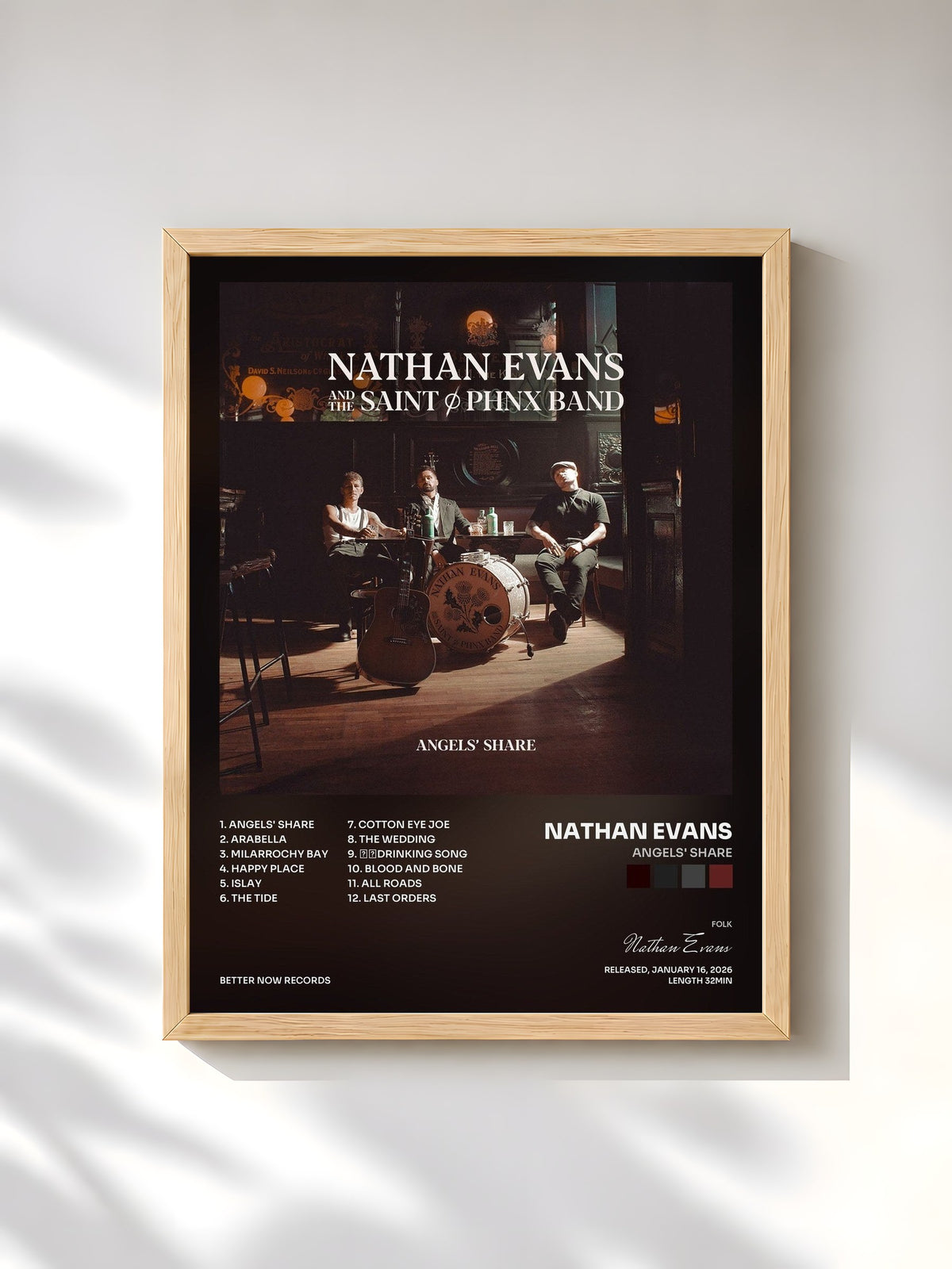 #bois Tableau de l'album Angels' Share de Nathan Evans, cadre en bois brut, imprimé et encadré en France