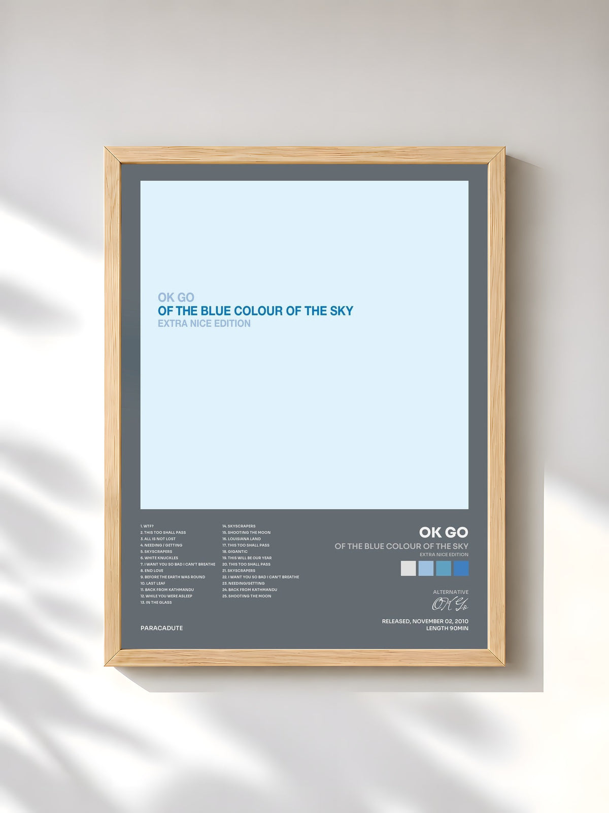#bois Tableau de l'album Of the Blue Colour of the Sky (Extra Nice Edition) de OK Go, cadre en bois brut, imprimé et encadré en France