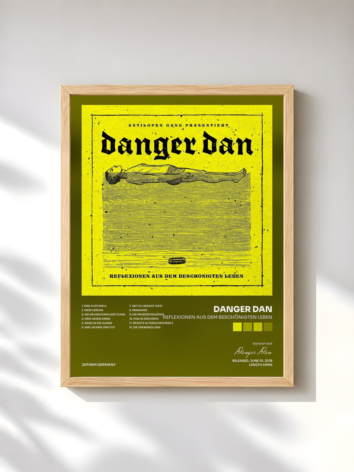 #bois Tableau de l'album Reflexionen aus dem beschönigten Leben de Danger Dan, cadre en bois brut, imprimé et encadré en France