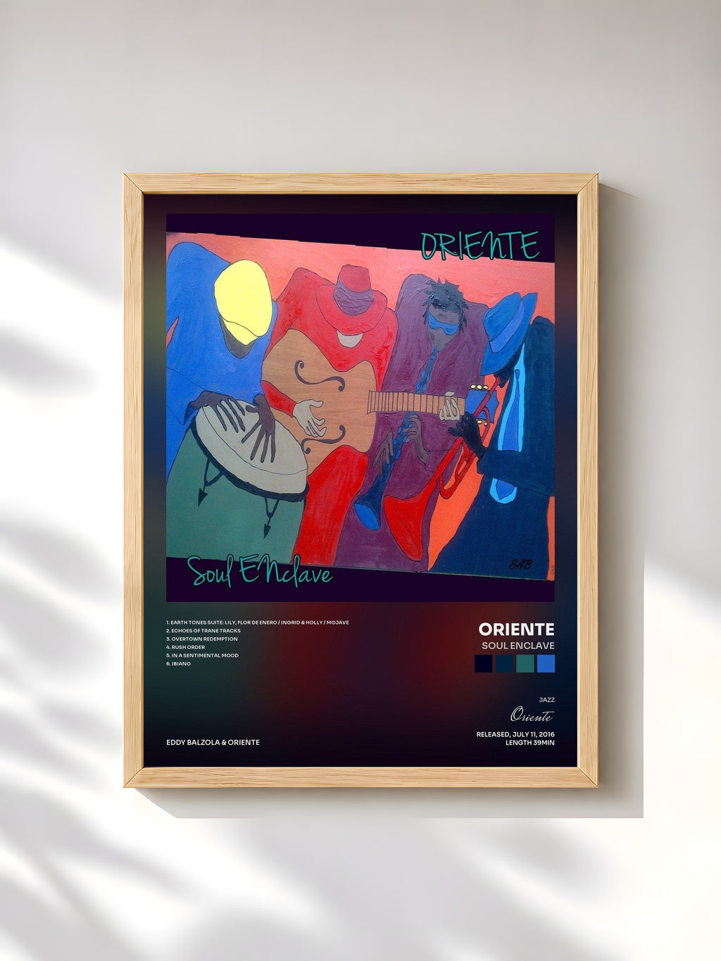 #bois Tableau de l'album Soul Enclave de Oriente, cadre en bois brut, imprimé et encadré en France