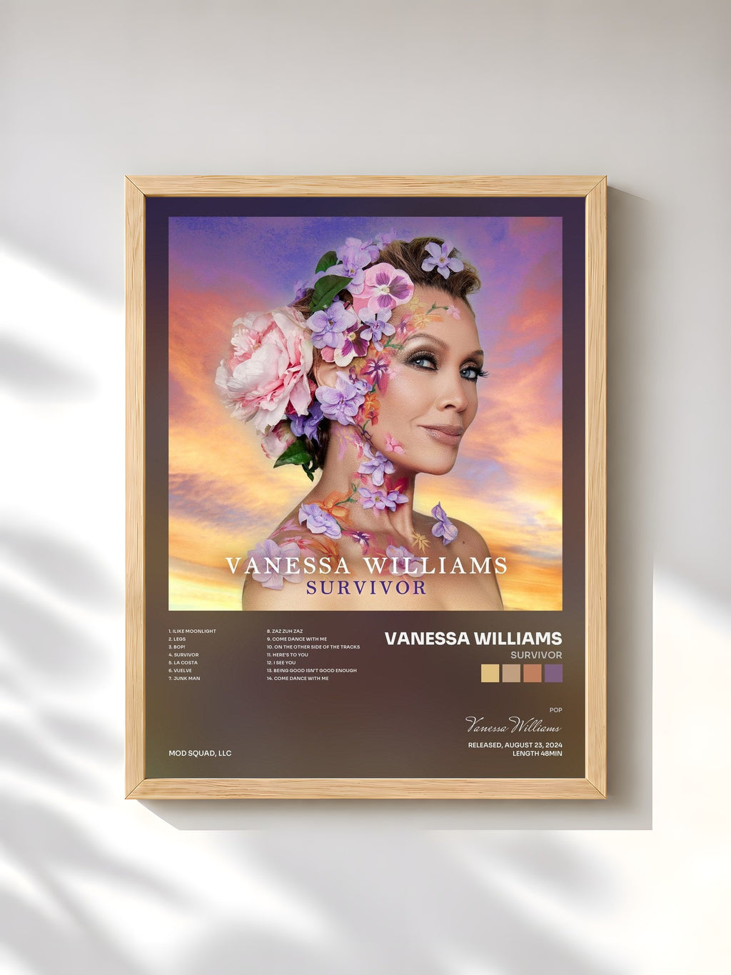 #bois Tableau de l'album Survivor de Vanessa Williams, cadre en bois brut, imprimé et encadré en France