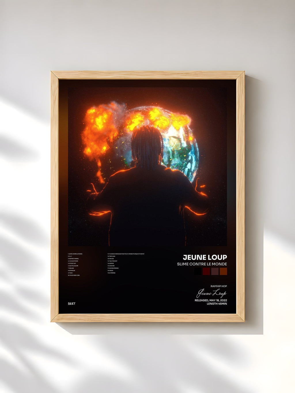 #bois Tableau de l'album Slime Contre Le Monde de Jeune Loup, cadre en bois brut, imprimé et encadré en France