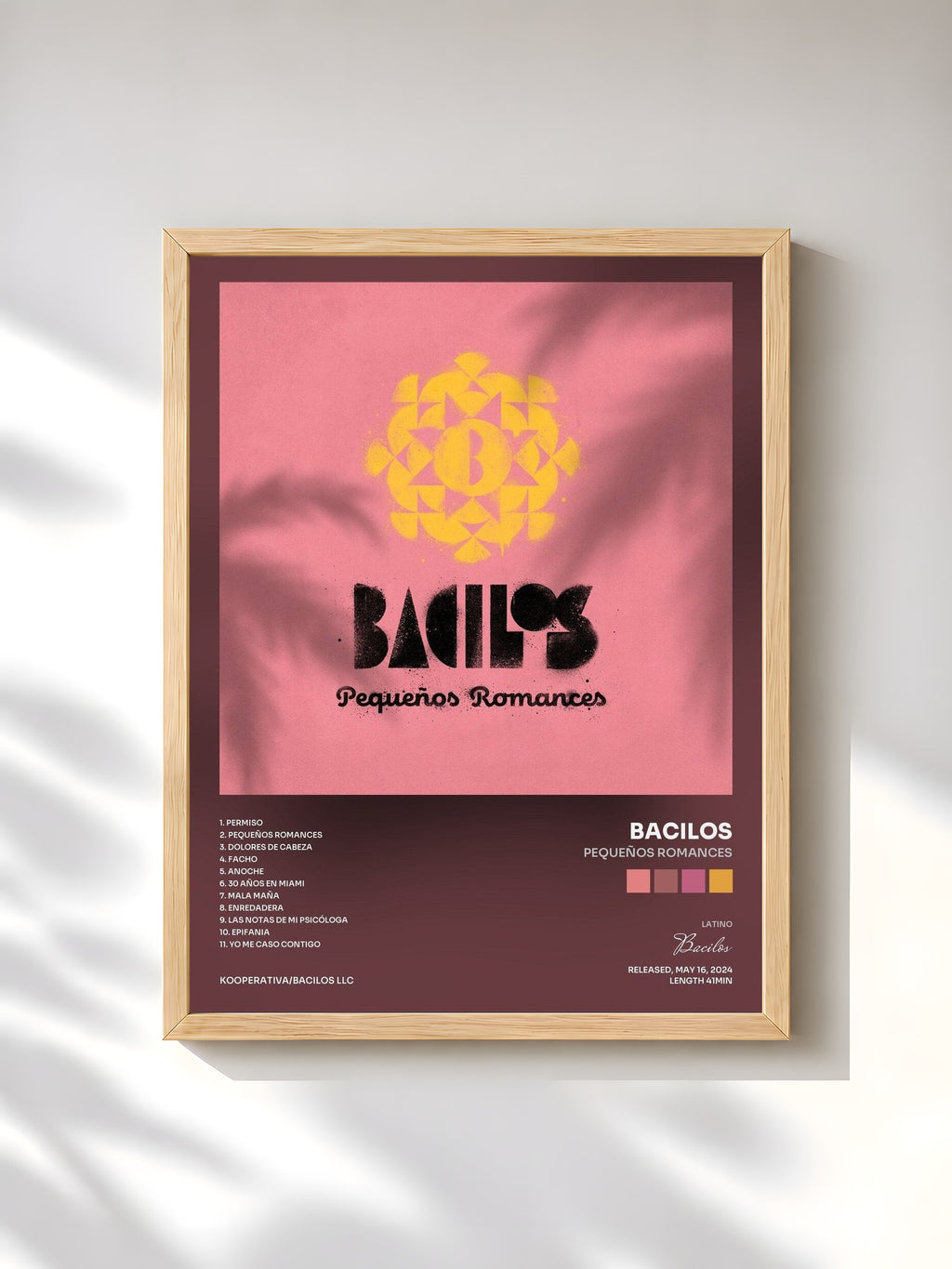 #bois Tableau de l'album Pequeños Romances de Bacilos, cadre en bois brut, imprimé et encadré en France