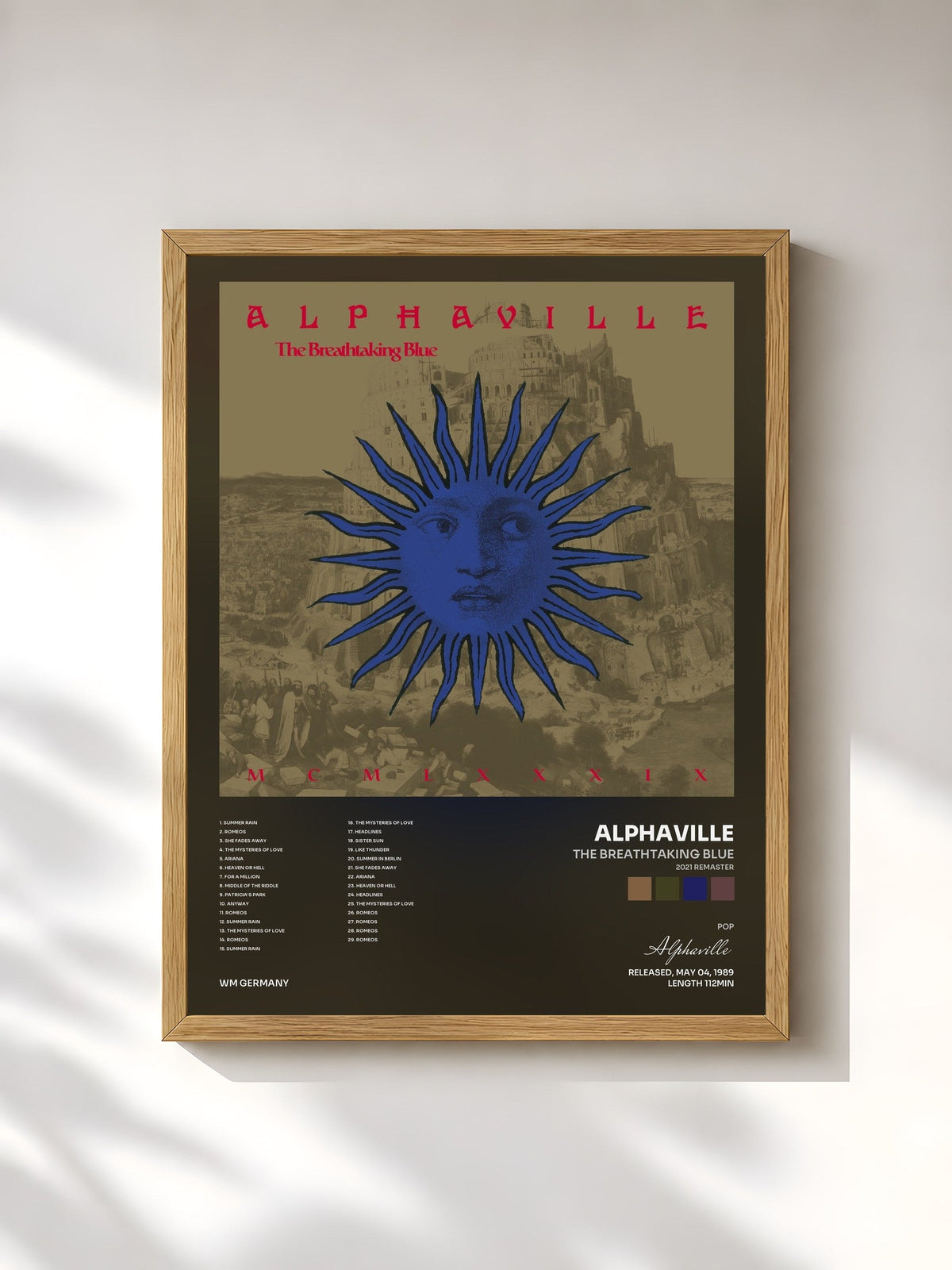 #bois Tableau de l'album The Breathtaking Blue (2021 Remaster) de Alphaville, cadre en bois brut, imprimé et encadré en France