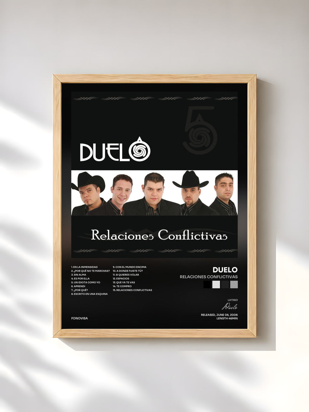 #bois Tableau de l'album Relaciones Conflictivas de Duelo, cadre en bois brut, imprimé et encadré en France