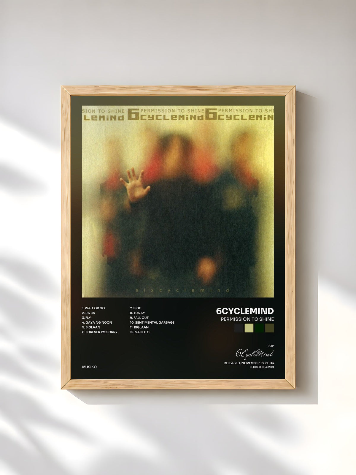 #bois Tableau de l'album Permission To Shine de 6CycleMind, cadre en bois brut, imprimé et encadré en France