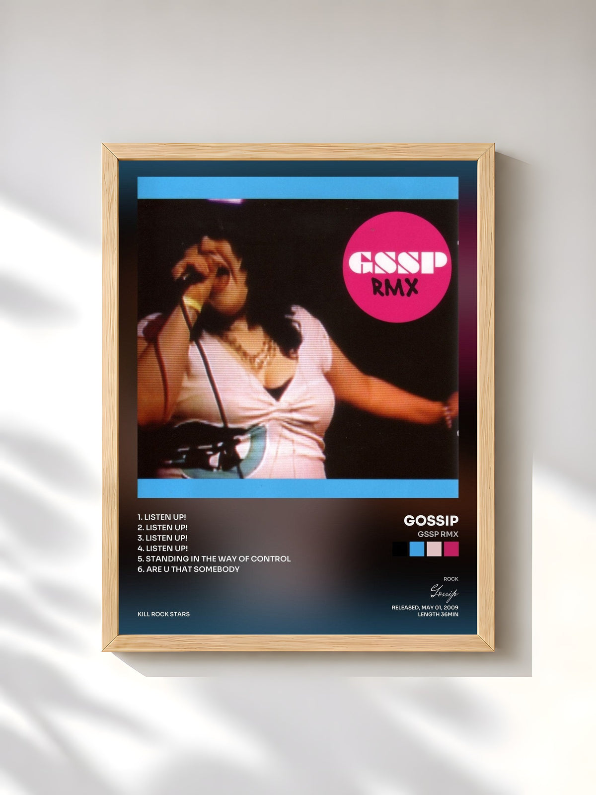 #bois Tableau de l'album GSSP RMX de Gossip, cadre en bois brut, imprimé et encadré en France