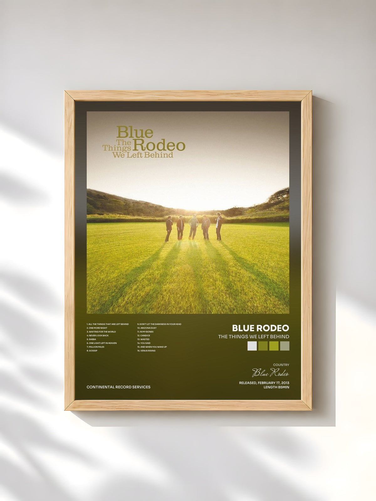 #bois Tableau de l'album The Things We Left Behind de Blue Rodeo, cadre en bois brut, imprimé et encadré en France