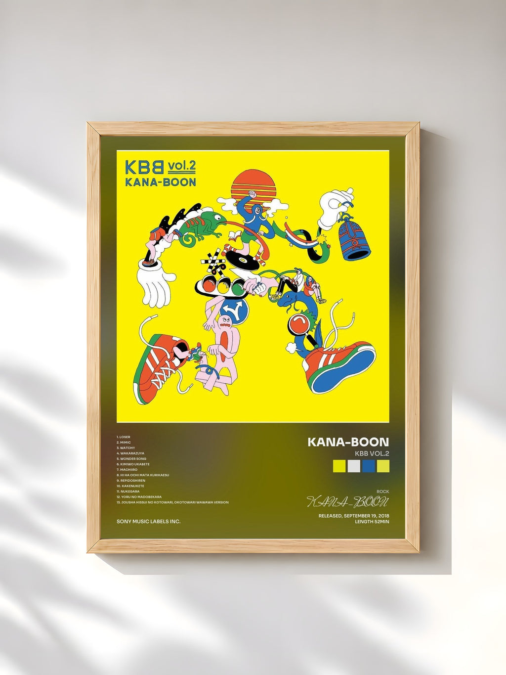 #bois Tableau de l'album KBB vol.2 de KANA-BOON, cadre en bois brut, imprimé et encadré en France