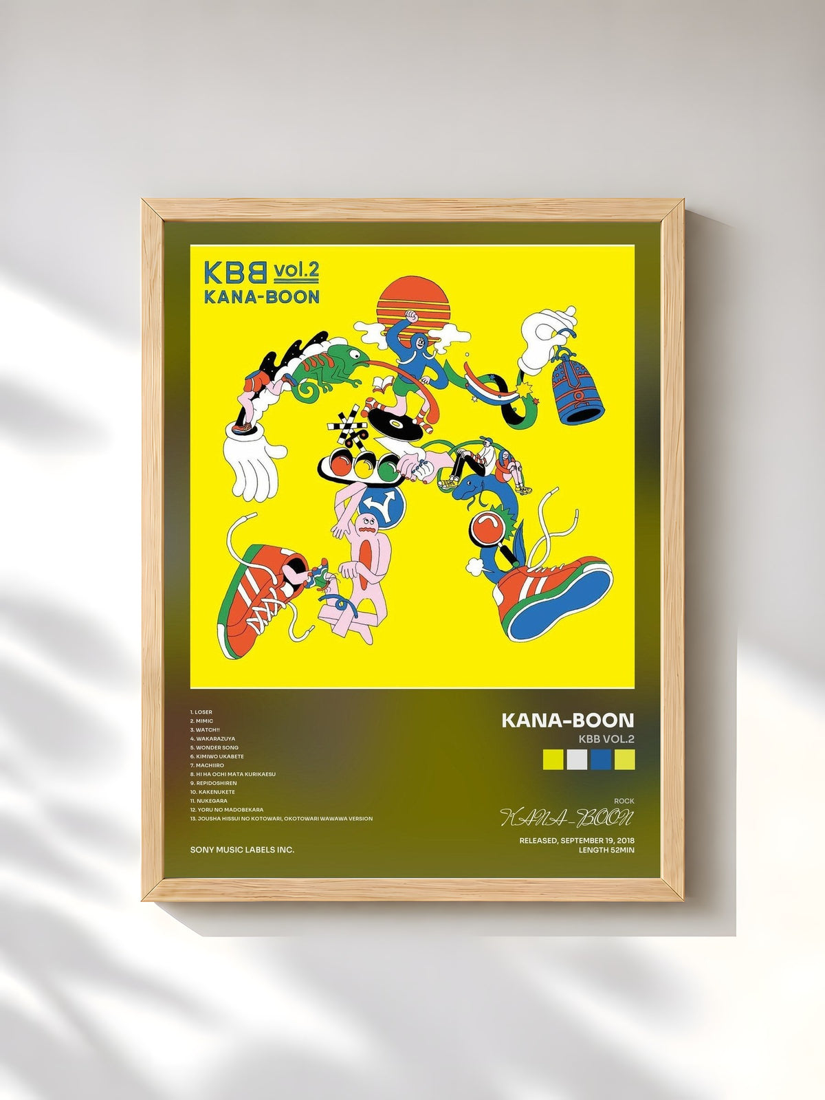 #bois Tableau de l'album KBB vol.2 de KANA-BOON, cadre en bois brut, imprimé et encadré en France