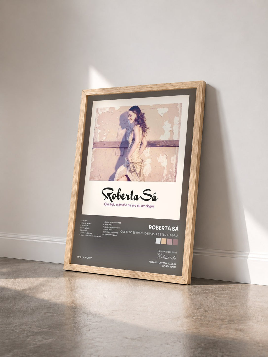 #bois Tableau de l'album Que Belo Estranho Dia Pra Se Ter Alegria de Roberta Sá vu de trois quarts, cadre en bois brut