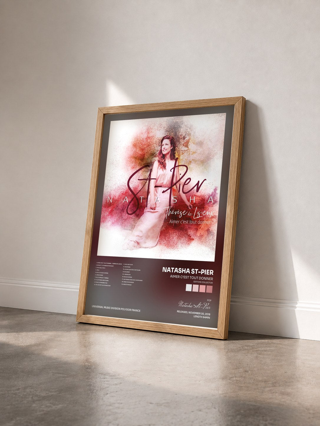 #bois Tableau de l'album Aimer c'est tout donner (Edition Collector) de Natasha St-Pier vu de trois quarts, cadre en bois brut
