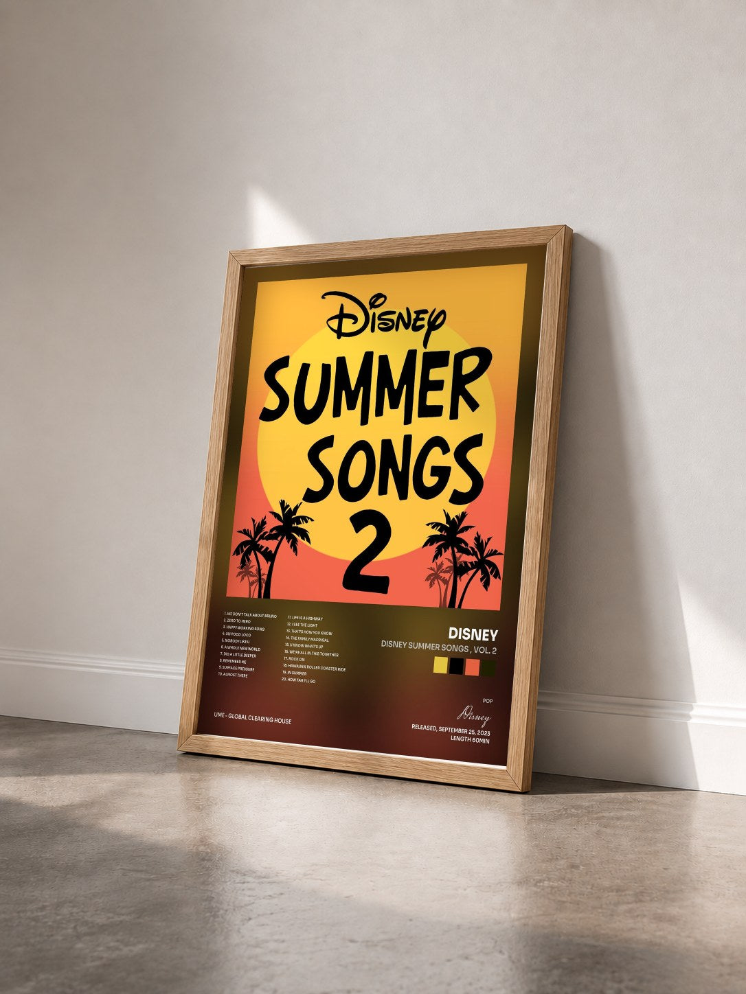 #bois Tableau de l'album Disney Summer Songs , Vol. 2 de Disney vu de trois quarts, cadre en bois brut