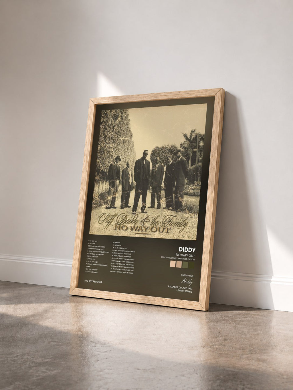 #bois Tableau de l'album No Way Out (25th Anniversary Expanded Edition) de Diddy vu de trois quarts, cadre en bois brut