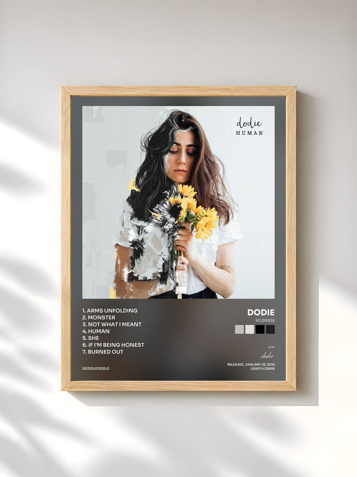 #bois Tableau de l'album Human de dodie, cadre en bois brut, imprimé et encadré en France