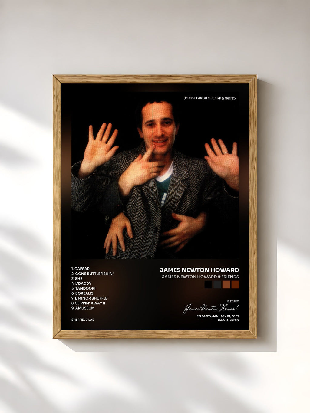 #bois Tableau de l'album James Newton Howard & friends de James Newton Howard, cadre en bois brut, imprimé et encadré en France