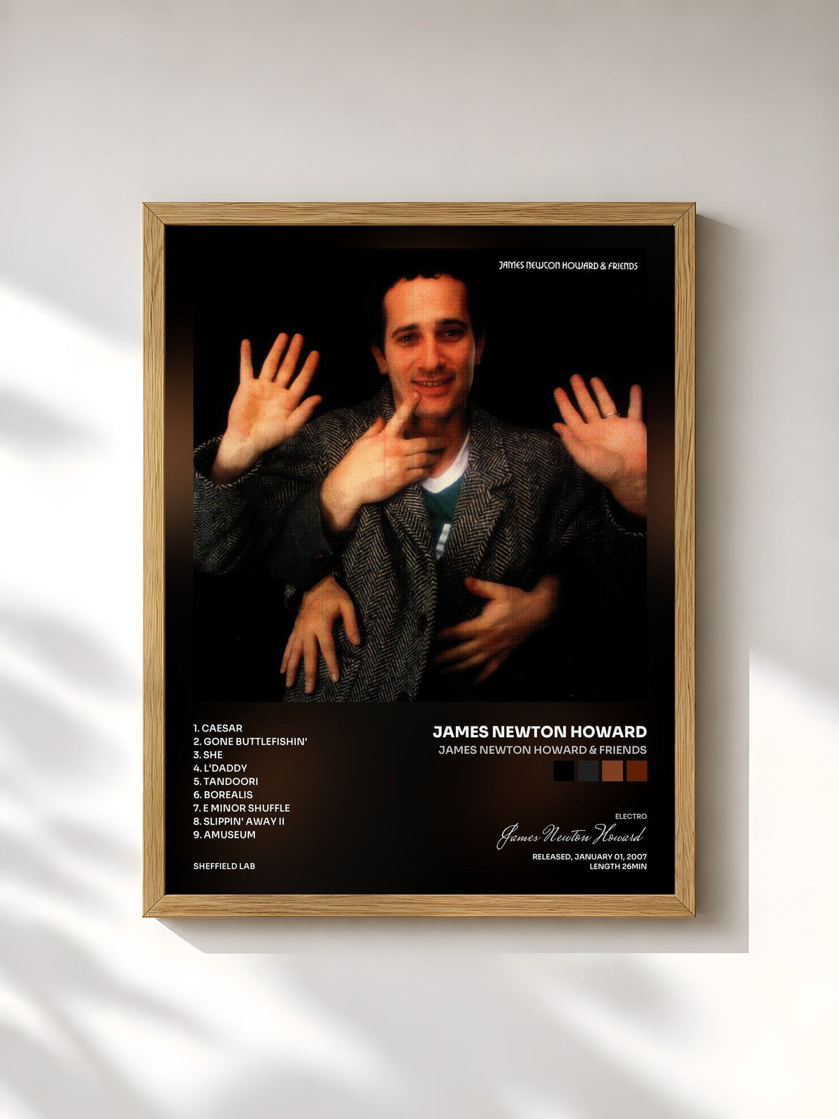 #bois Tableau de l'album James Newton Howard & friends de James Newton Howard, cadre en bois brut, imprimé et encadré en France
