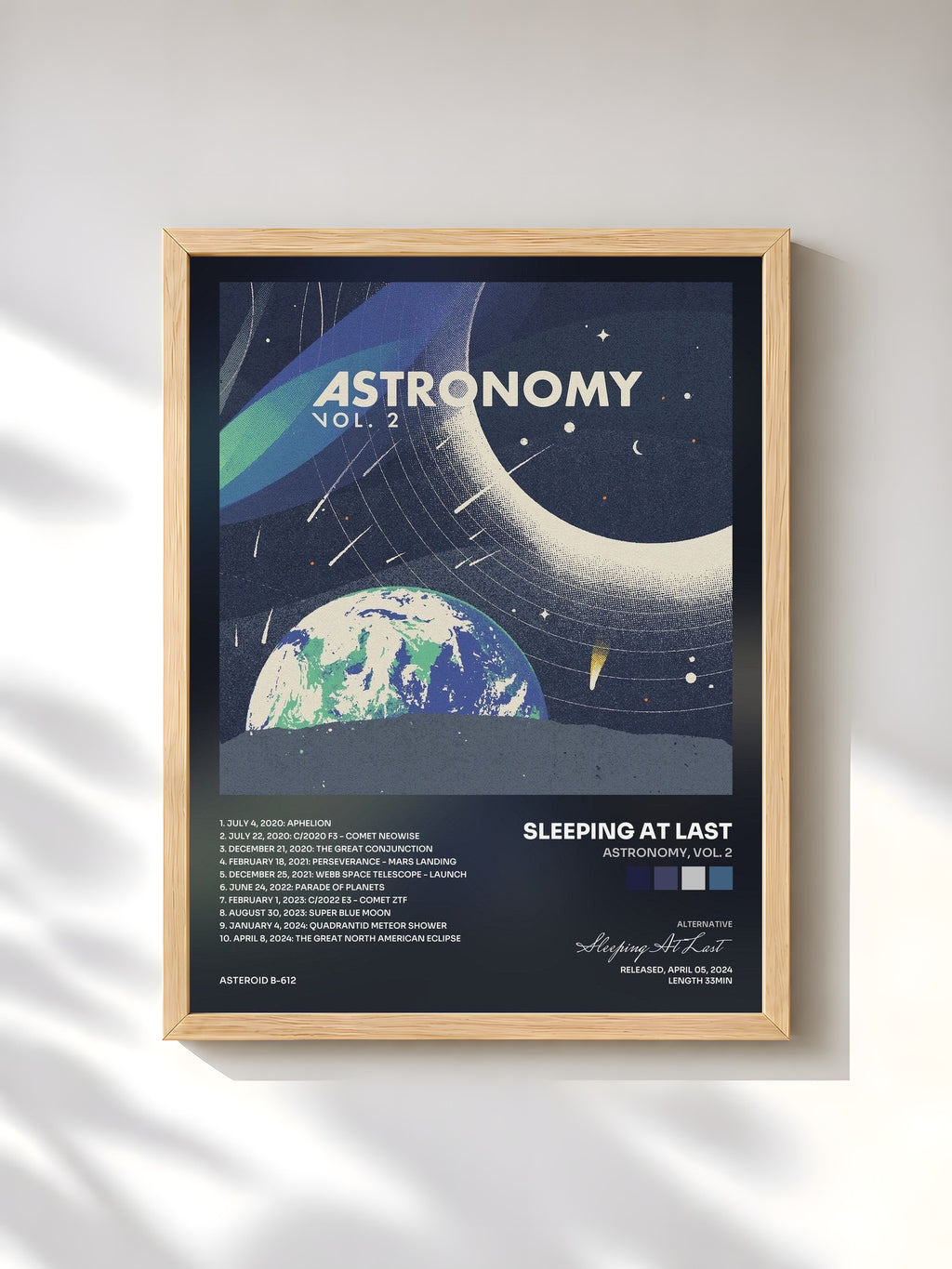 #bois Tableau de l'album Astronomy, Vol. 2 de Sleeping At Last, cadre en bois brut, imprimé et encadré en France