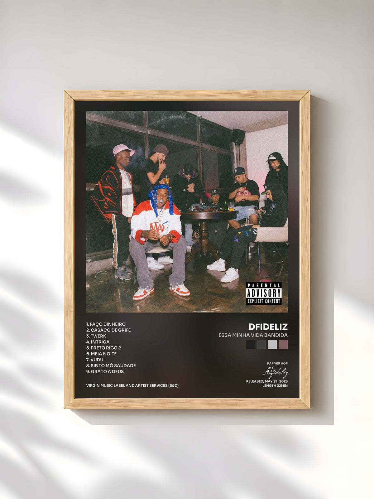 #bois Tableau de l'album Essa Minha Vida Bandida de Dfideliz, cadre en bois brut, imprimé et encadré en France
