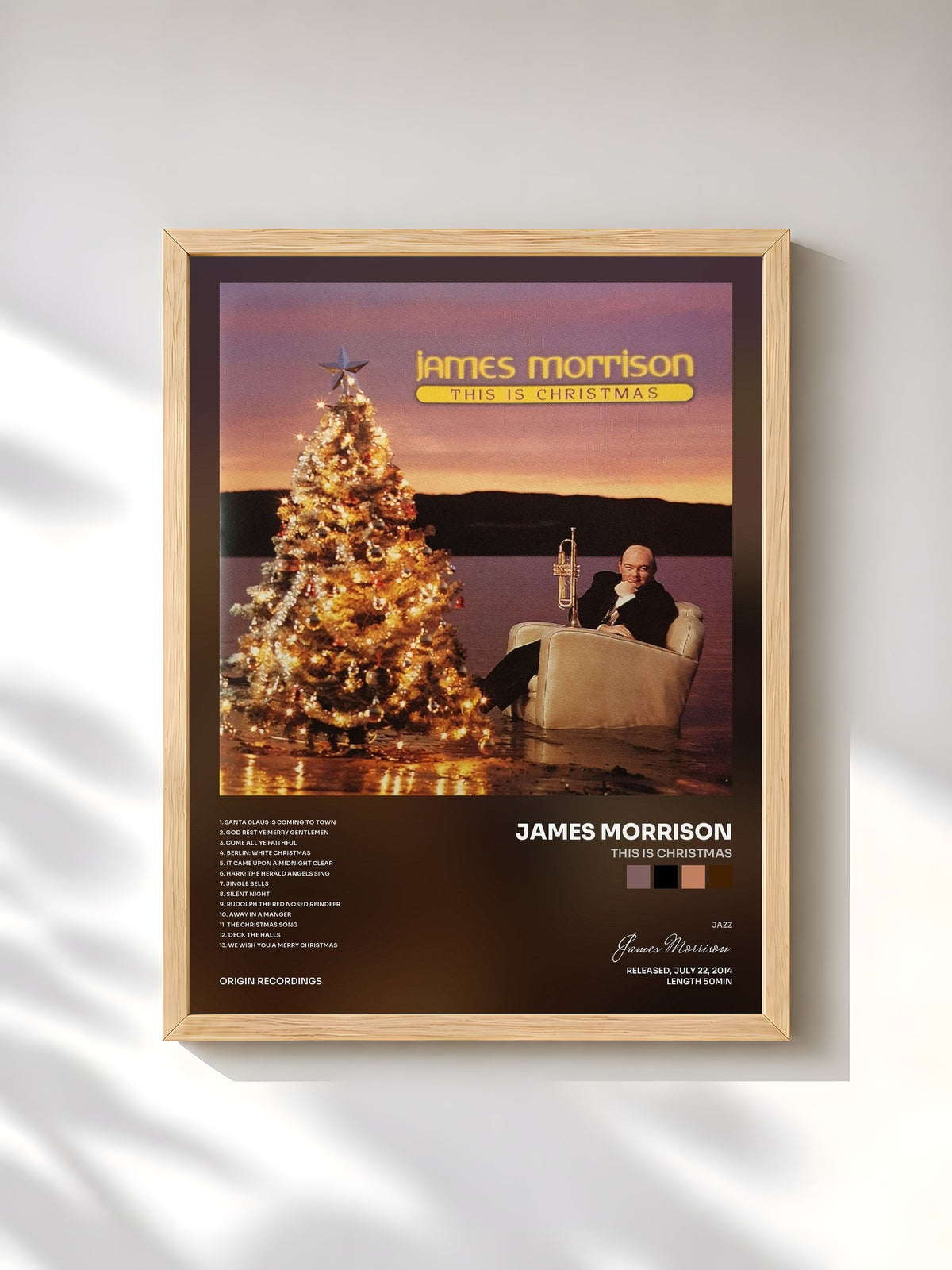 #bois Tableau de l'album This Is Christmas de James Morrison, cadre en bois brut, imprimé et encadré en France