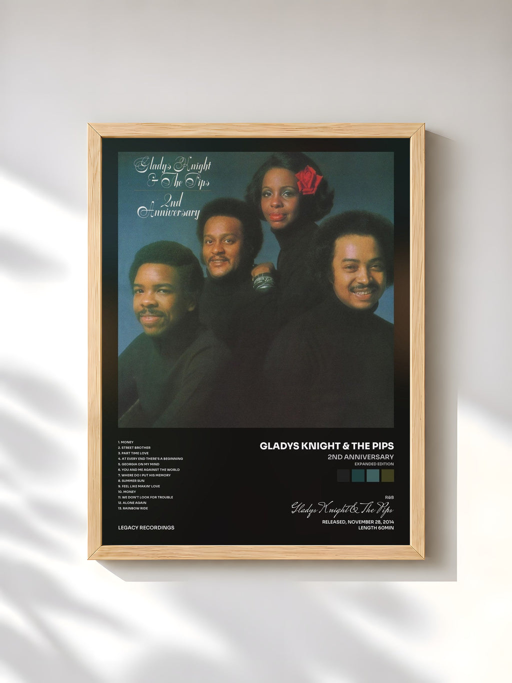 #bois Tableau de l'album 2nd Anniversary (Expanded Edition) de Gladys Knight & The Pips, cadre en bois brut, imprimé et encadré en France