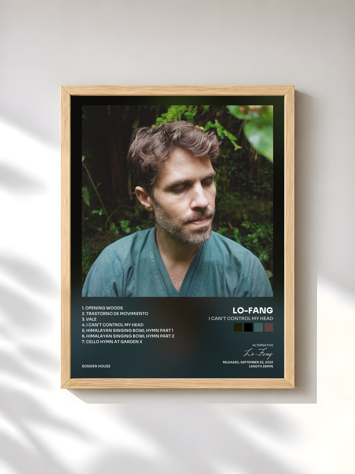 #bois Tableau de l'album i can't control my head de Lo-Fang, cadre en bois brut, imprimé et encadré en France