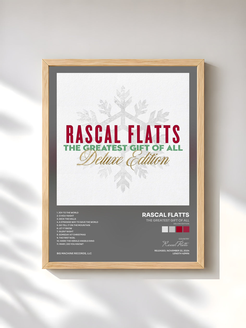 #bois Tableau de l'album The Greatest Gift Of All (Deluxe Edition) de Rascal Flatts, cadre en bois brut, imprimé et encadré en France