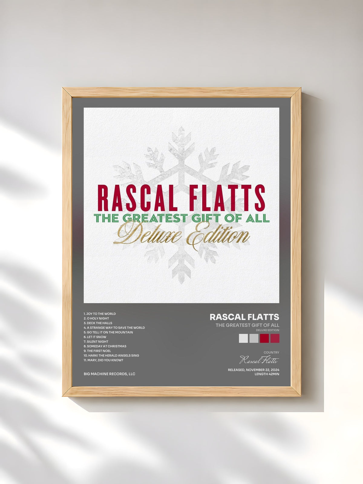 #bois Tableau de l'album The Greatest Gift Of All (Deluxe Edition) de Rascal Flatts, cadre en bois brut, imprimé et encadré en France