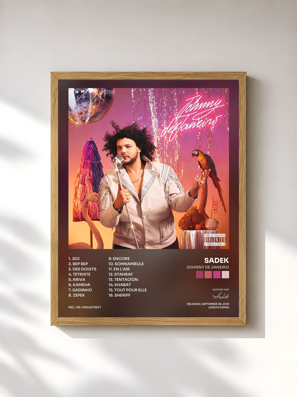 #bois Tableau de l'album Johnny de Janeiro de Sadek, cadre en bois brut, imprimé et encadré en France