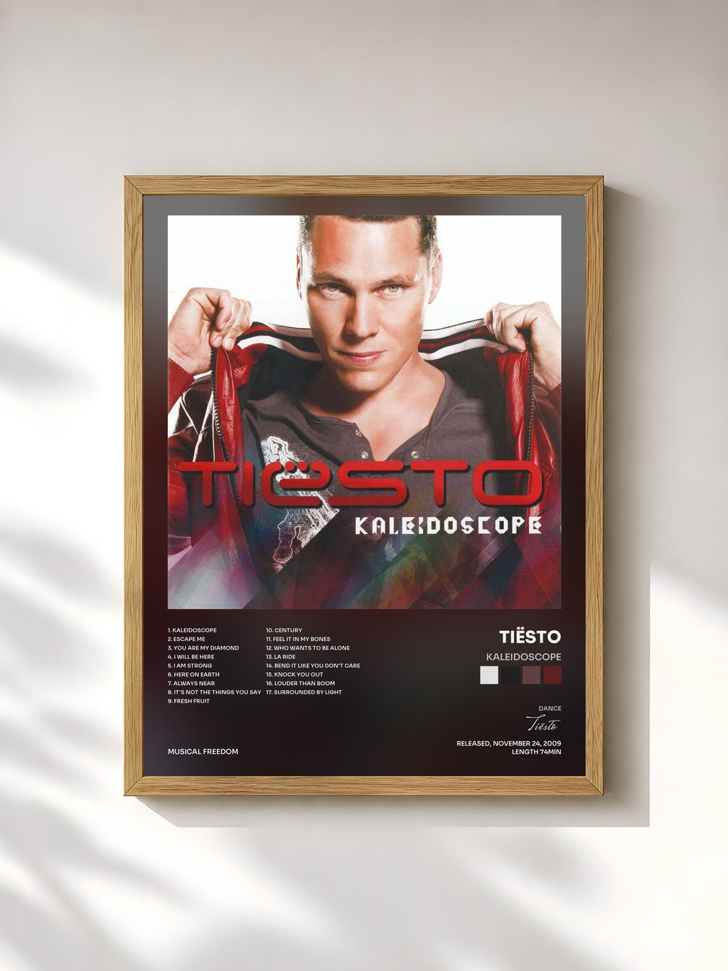 #bois Tableau de l'album Kaleidoscope de Tiësto, cadre en bois brut, imprimé et encadré en France