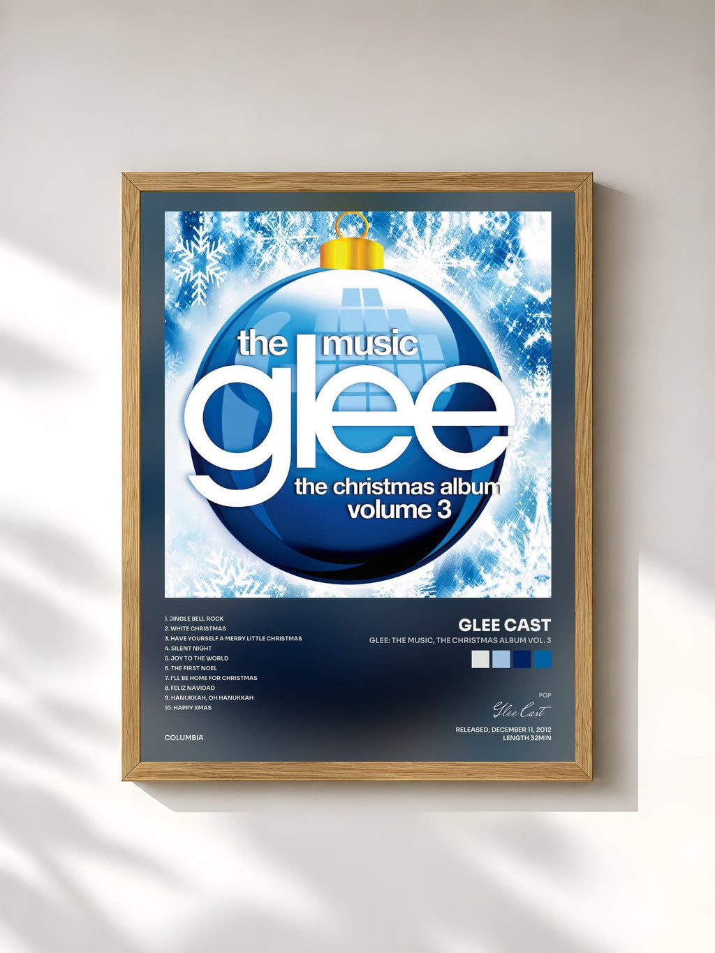 #bois Tableau de l'album Glee: The Music, The Christmas Album Vol. 3 de Glee Cast, cadre en bois brut, imprimé et encadré en France