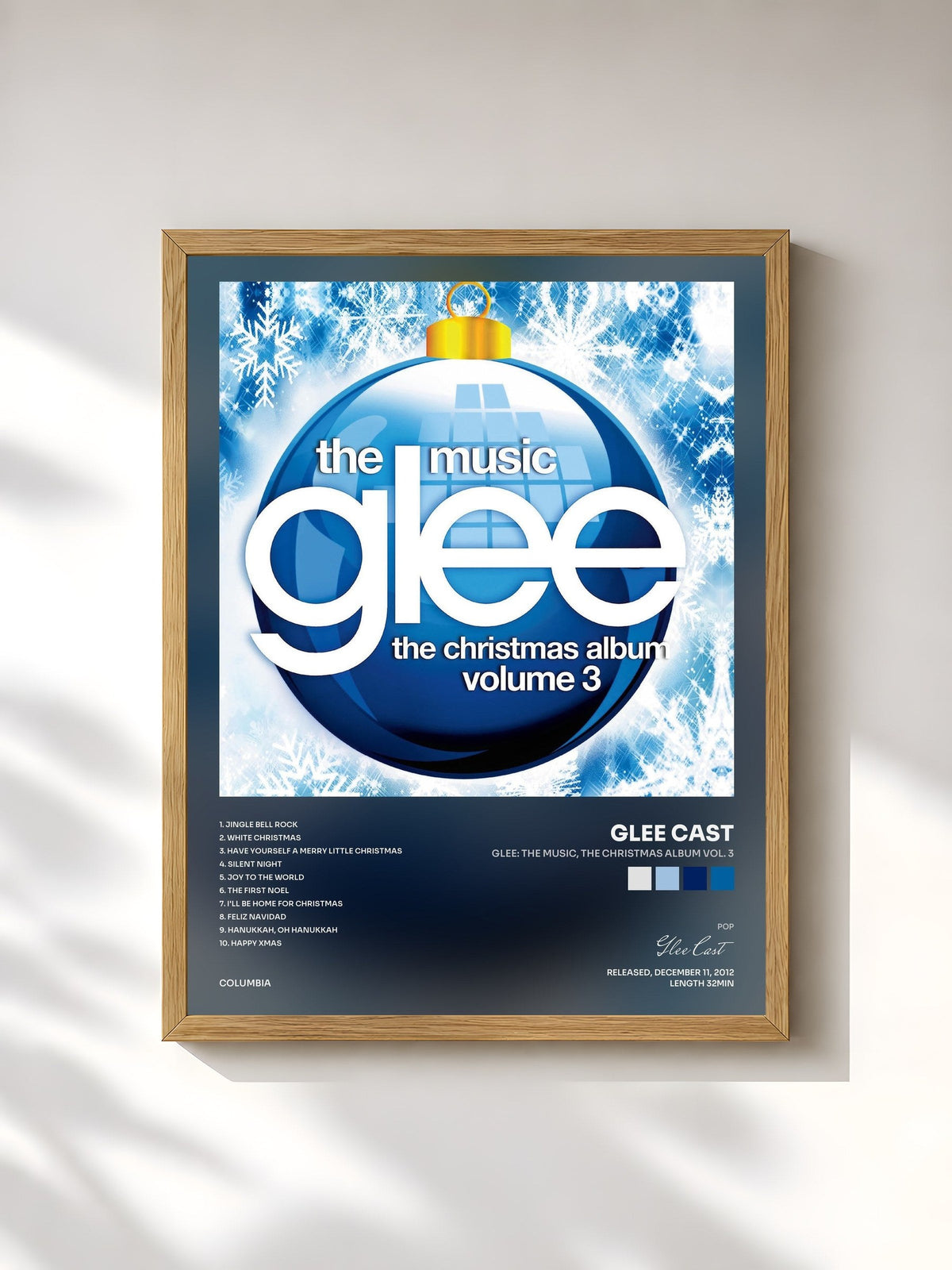 #bois Tableau de l'album Glee: The Music, The Christmas Album Vol. 3 de Glee Cast, cadre en bois brut, imprimé et encadré en France