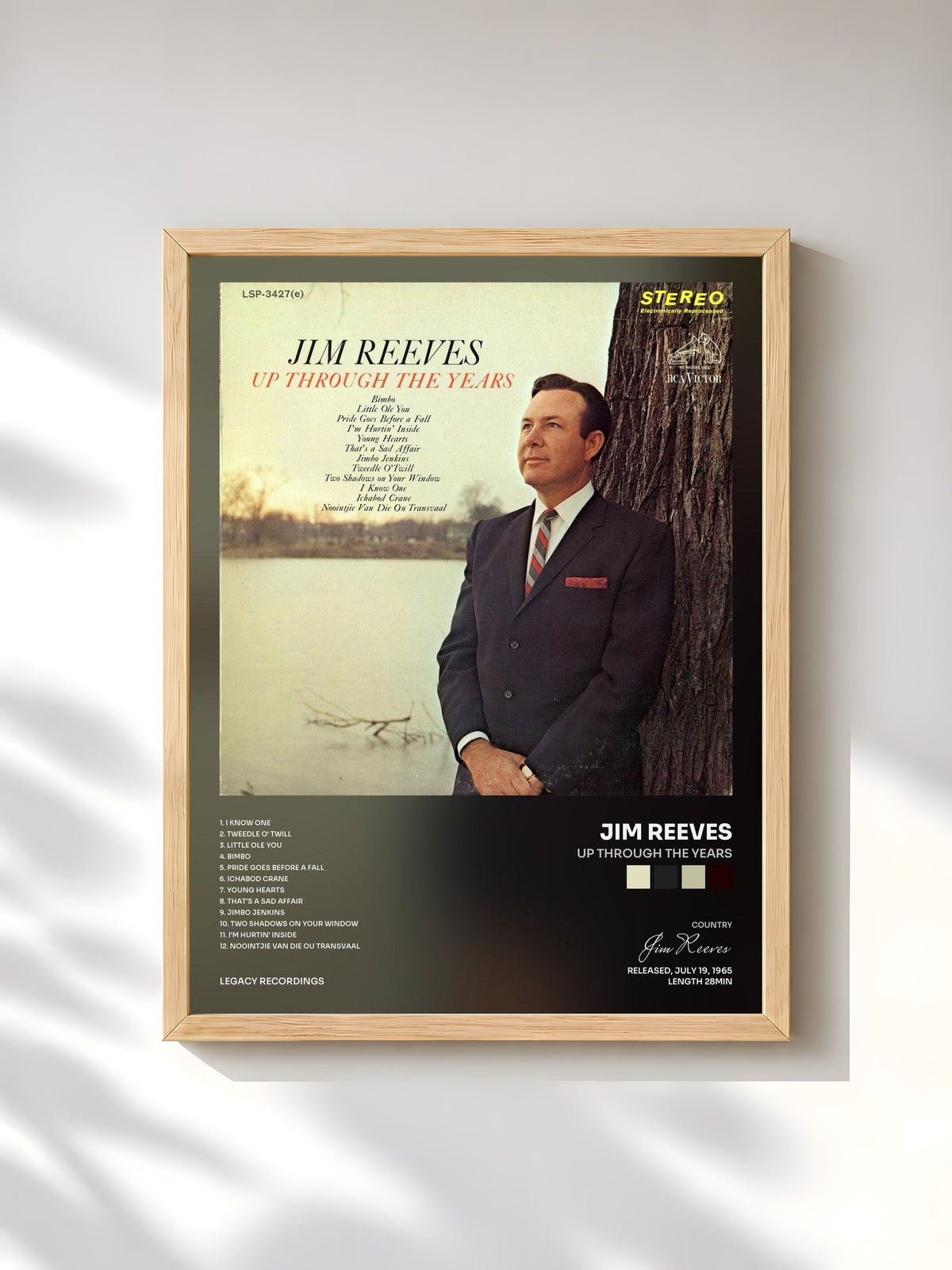 #bois Tableau de l'album Up Through the Years de Jim Reeves, cadre en bois brut, imprimé et encadré en France