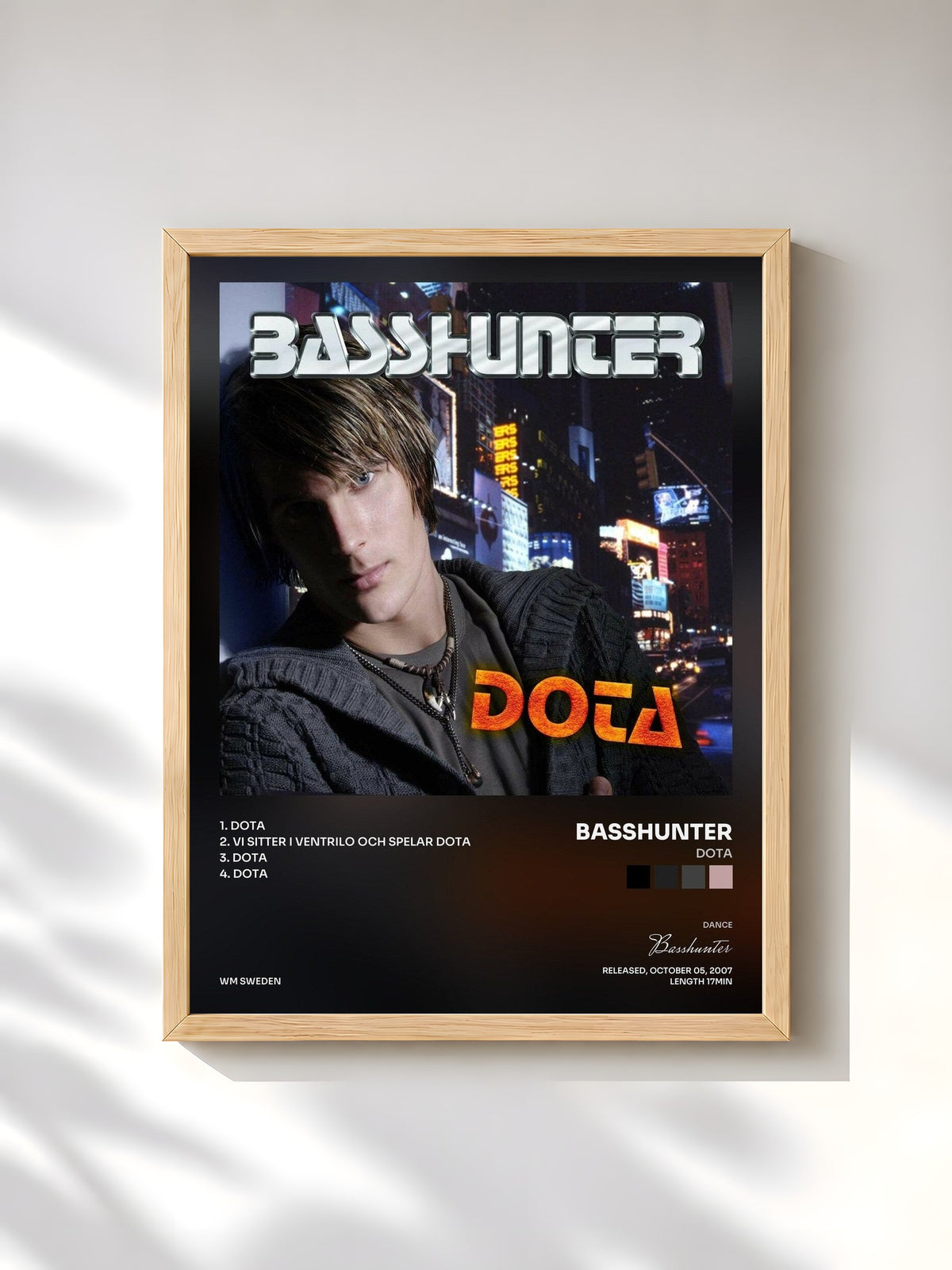 #bois Tableau de l'album DotA de Basshunter, cadre en bois brut, imprimé et encadré en France