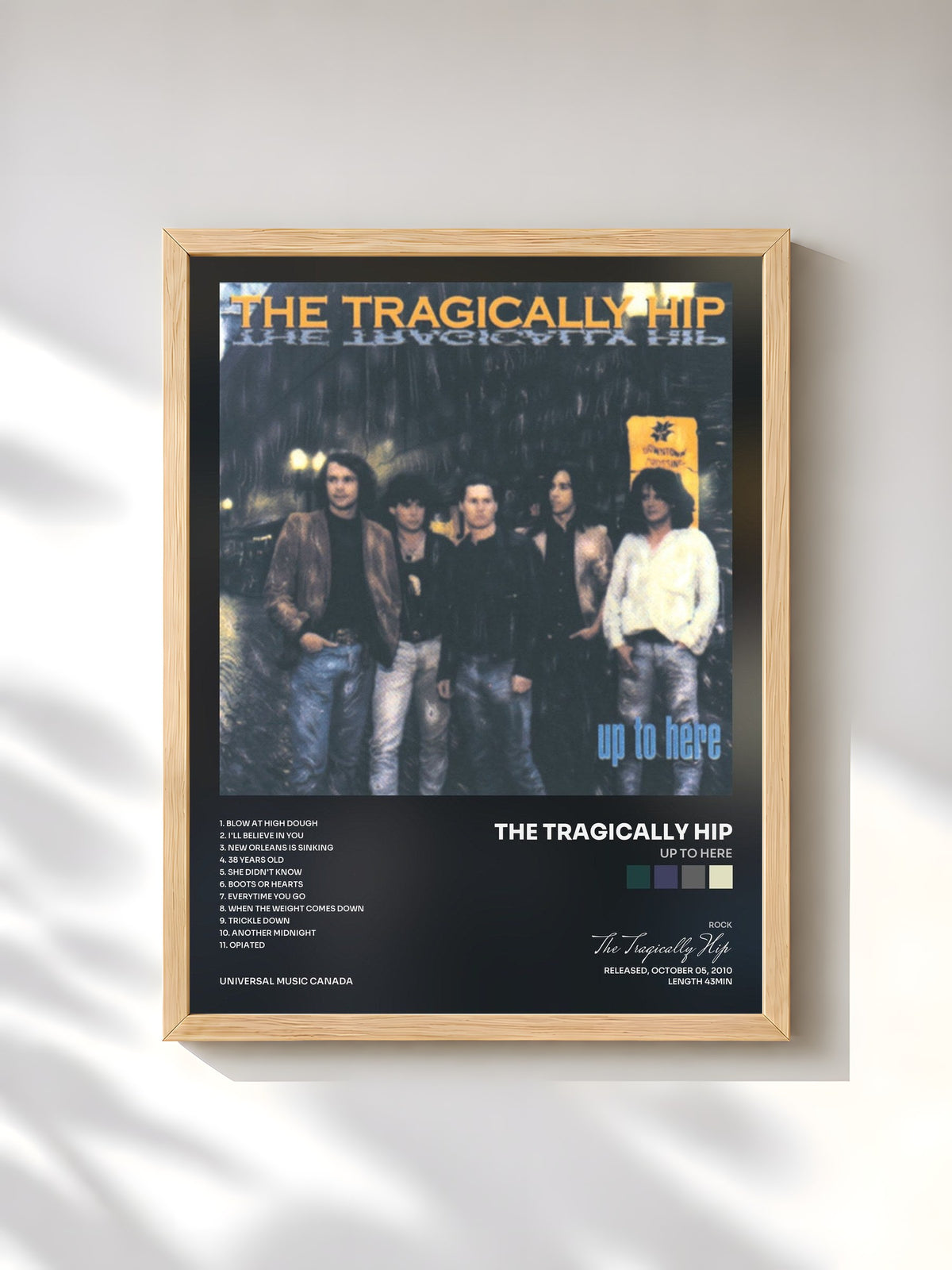 #bois Tableau de l'album Up To Here de The Tragically Hip, cadre en bois brut, imprimé et encadré en France