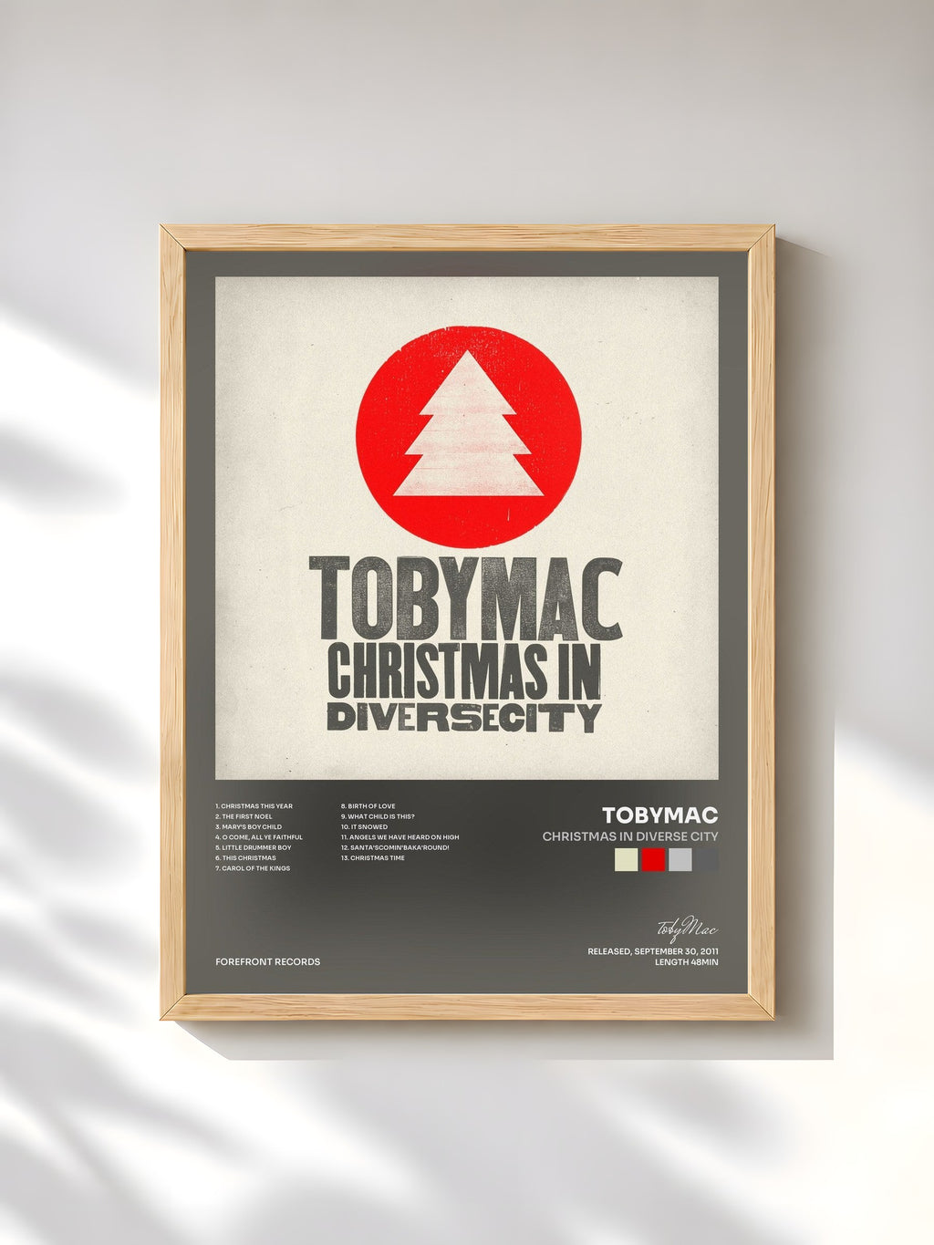 #bois Tableau de l'album Christmas in Diverse City de tobyMac, cadre en bois brut, imprimé et encadré en France