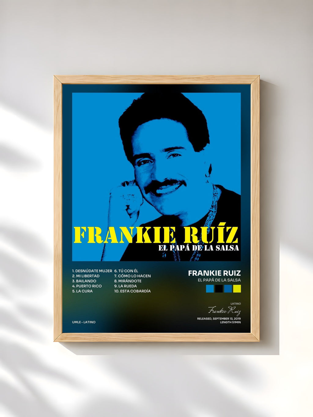 #bois Tableau de l'album El Papá De La Salsa de Frankie Ruiz, cadre en bois brut, imprimé et encadré en France