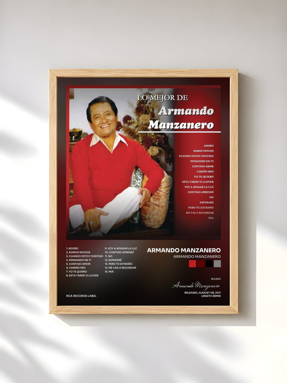 #bois Tableau de l'album Armando Manzanero de Armando Manzanero, cadre en bois brut, imprimé et encadré en France